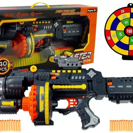 Šautuvas su putų kulkomis ir taikiniu, 40 vnt. kulkų