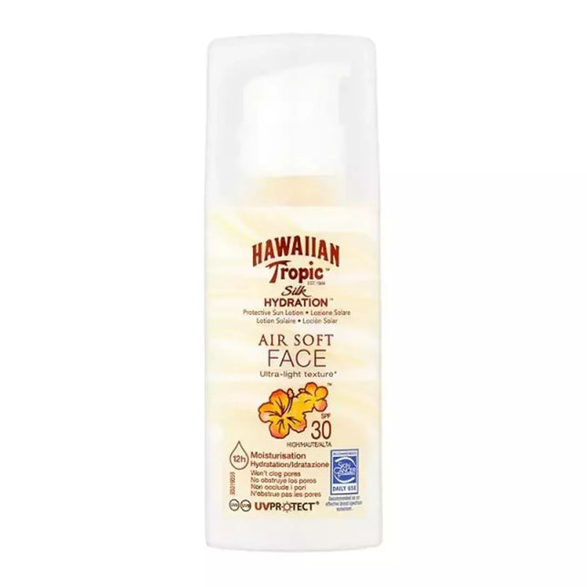 Hawaiian Tropic Silk Hydration Air Soft veido apsaugos losjonas nuo saulės su SPF30, 50ml