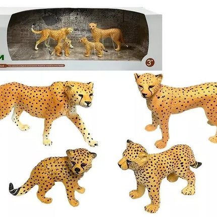 Cheetah edukacinės figūrėlės laukiniai gyvūnai 4 vienetai Savana