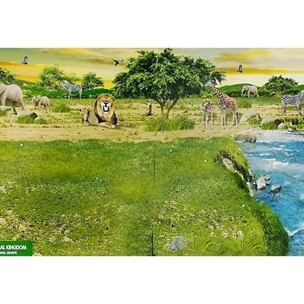 Žirafų figūrėlės, edukacinis rinkinys šeimai, 3 vnt. + Afrikos fonas