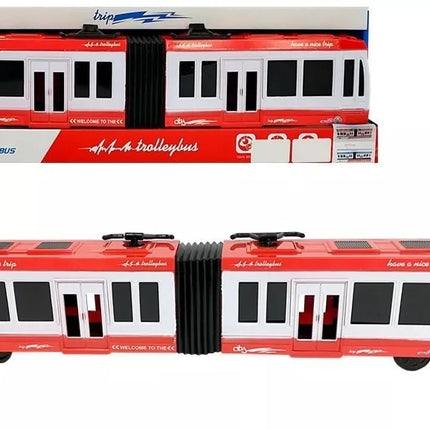 Autobusas su frikciniu varikliu, raudonas