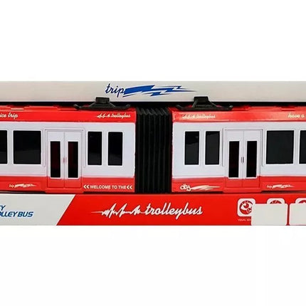 Autobusas su frikciniu varikliu, raudonas