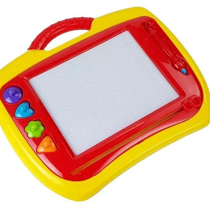 2 magnetinių stalų su antspaudais rinkinys, mėlynos ir geltonos spalvos