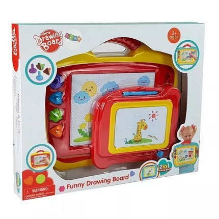 2 magnetinių stalų su antspaudais rinkinys, mėlynos ir geltonos spalvos