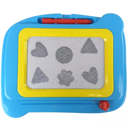 2 magnetinių stalų su antspaudais rinkinys, mėlynos ir geltonos spalvos