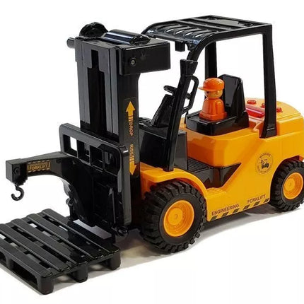 Šakinis krautuvas, juda šakės, garsai, šviesos, oranžinis