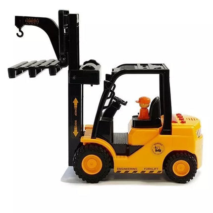 Šakinis krautuvas, juda šakės, garsai, šviesos, oranžinis