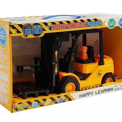 Šakinis krautuvas, juda šakės, garsai, šviesos, oranžinis