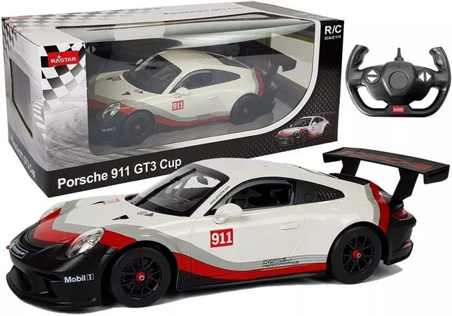 Automobilis R/C Porsche 911 GT3 CUP Rastar 1:14 Baltas