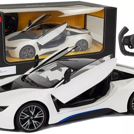 Automobilis R/C BMW i8 Rastar 1:14 Baltas Automatiškai atidaromos durys
