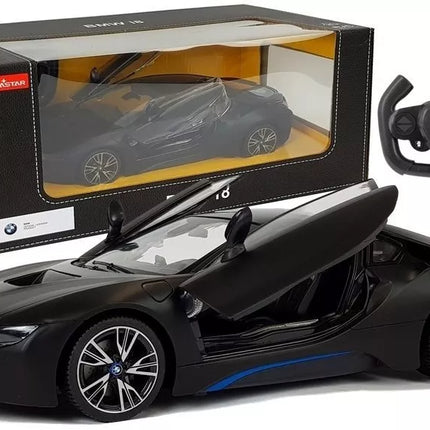 Automobilis R/C BMW i8 Rastar 1:14 Juodas Automatiškai atsidarančios durys