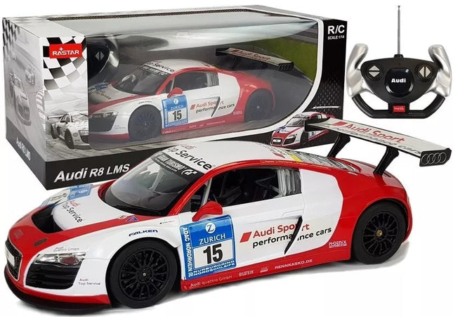 Automobilis R/C Audi R8 LMS Rastar 1:14 baltas-raudonas