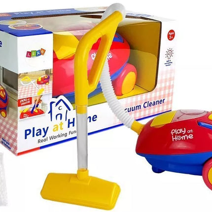 Raudonai geltonas vakuuminis dulkių siurblys su baterijomis, su šviesomis ir garsu