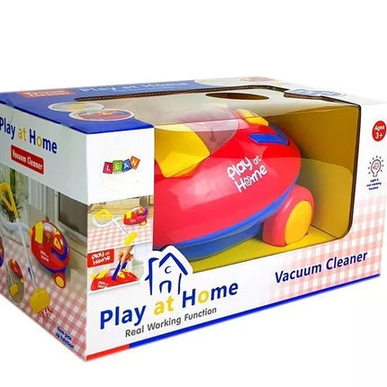 Raudonai geltonas vakuuminis dulkių siurblys su baterijomis, su šviesomis ir garsu