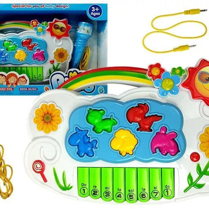 Elektroninis pianinas su gėlėmis, jungiamas prie telefono