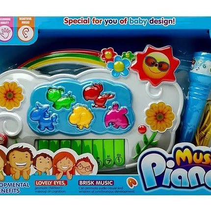 Elektroninis pianinas su gėlėmis, jungiamas prie telefono