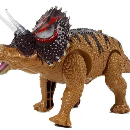 Dinozauras Triceratopsas geltonas, maitinamas baterijomis