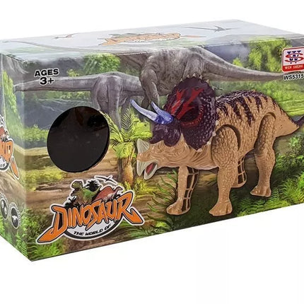 Dinozauras Triceratopsas geltonas, maitinamas baterijomis