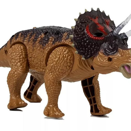 Dinozauras Triceratopsas geltonas, maitinamas baterijomis
