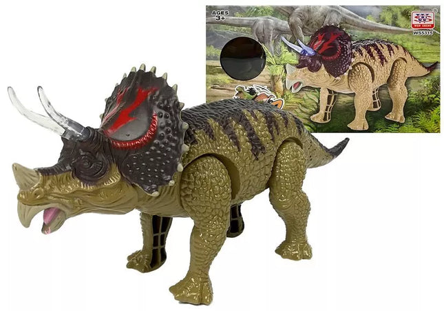 Dinozauras Triceratops Rex su baterijomis, žalias