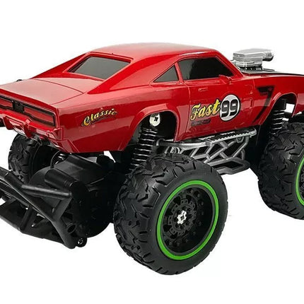 Nuotoliniu būdu valdomas automobilis bekelės R/C raudonas dideliais ratais