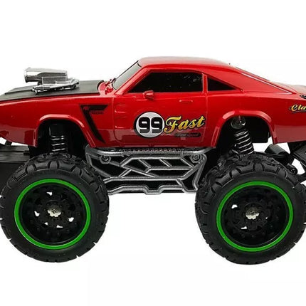 Nuotoliniu būdu valdomas automobilis bekelės R/C raudonas dideliais ratais