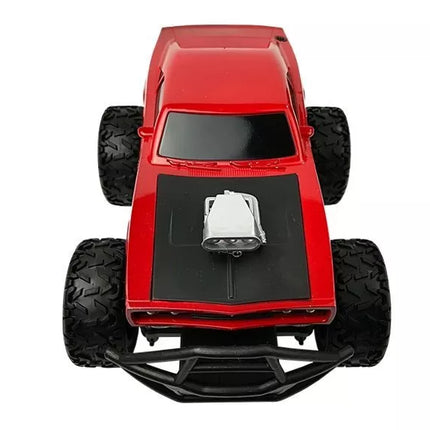 Nuotoliniu būdu valdomas automobilis bekelės R/C raudonas dideliais ratais