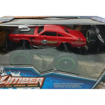 Nuotoliniu būdu valdomas automobilis bekelės R/C raudonas dideliais ratais