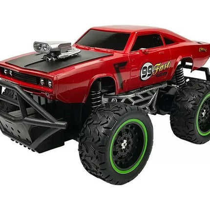 Nuotoliniu būdu valdomas automobilis bekelės R/C raudonas dideliais ratais