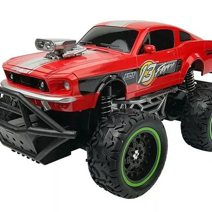 Nuotoliniu būdu valdomas automobilis bekelės R/C raudonas dideliais ratais