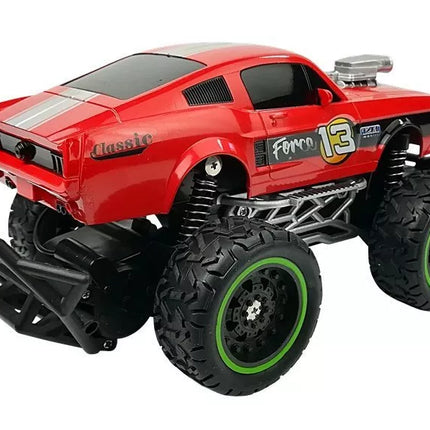 Nuotoliniu būdu valdomas automobilis bekelės R/C raudonas dideliais ratais