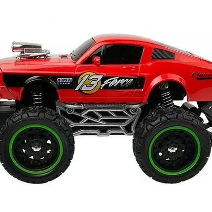 Nuotoliniu būdu valdomas automobilis bekelės R/C raudonas dideliais ratais