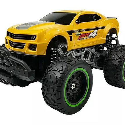 Nuotoliniu būdu valdomas visureigis R/C automobilis geltonas su aukštais ratais