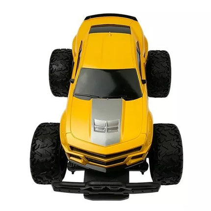 Nuotoliniu būdu valdomas visureigis R/C automobilis geltonas su aukštais ratais