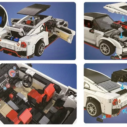 Statybinių kaladėlių sportinis automobilis, baltas, 1322 vnt.