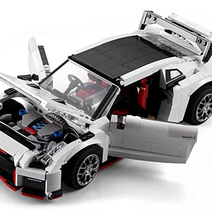 Statybinių kaladėlių sportinis automobilis, baltas, 1322 vnt.