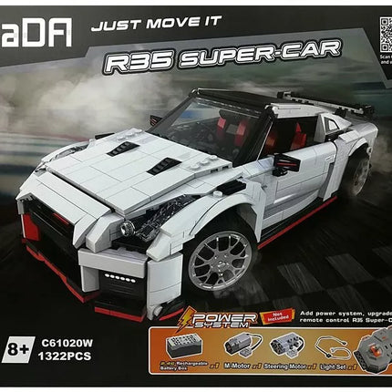 Statybinių kaladėlių sportinis automobilis, baltas, 1322 vnt.