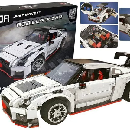 Statybinių kaladėlių sportinis automobilis, baltas, 1322 vnt.