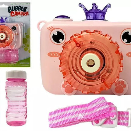 Muilo burbulų pūtiklis-fotoaparatas su baterijomis, rožinis burbulų generatorius