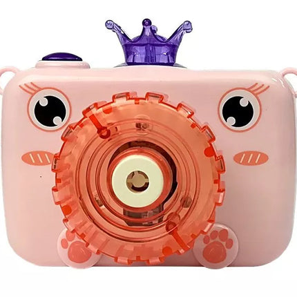 Muilo burbulų pūtiklis-fotoaparatas su baterijomis, rožinis burbulų generatorius