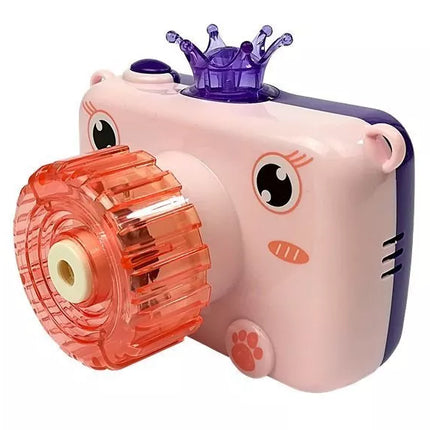 Muilo burbulų pūtiklis-fotoaparatas su baterijomis, rožinis burbulų generatorius