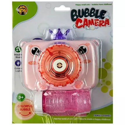 Muilo burbulų pūtiklis-fotoaparatas su baterijomis, rožinis burbulų generatorius