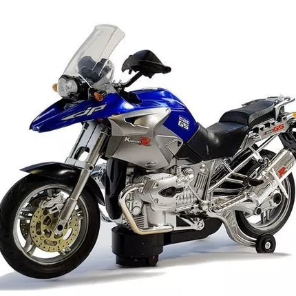 Motociklas su baterijomis, su šviesomis ir muzika, mėlynas