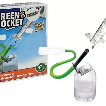 Edukacinis „pasidaryk pats“ raketos modelis su suspaustu oru