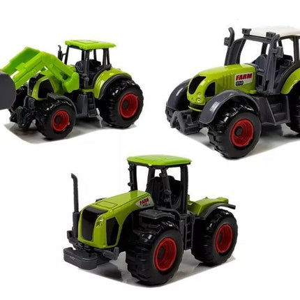 Žemės ūkio transporto priemonių rinkinys Traktoriai Priekabos su gyvūnų figūrėlėmis