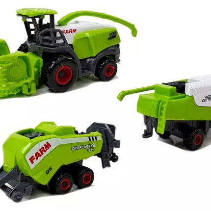 Žemės ūkio transporto priemonių rinkinys Traktoriai Priekabos su gyvūnų figūrėlėmis