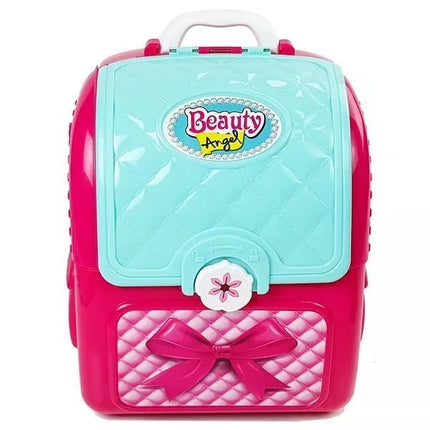 Rožinis grožio rinkinys kuprinėje