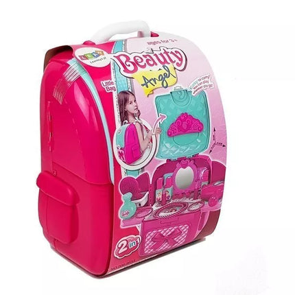 Rožinis grožio rinkinys kuprinėje