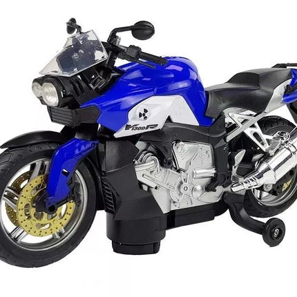 Motociklas mėlynas varomas baterijomis