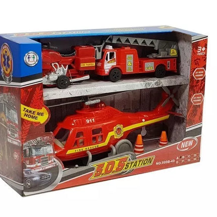 Gaisrinės tarnybos transporto priemonių rinkinys Sraigtasparnis Motociklas Šviesos Garsai